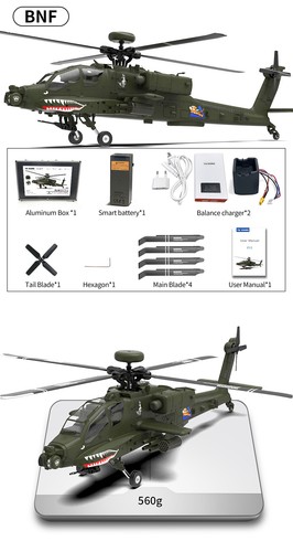 YXZNRC F11 AH-64D Apache RC Helicopter 1:32 2.4G 6CH 3D RC Aircraft BNF/RTF - Picture 18 of 26
