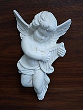 Decorative White Plaster Cherub Wall Hanging Plaque