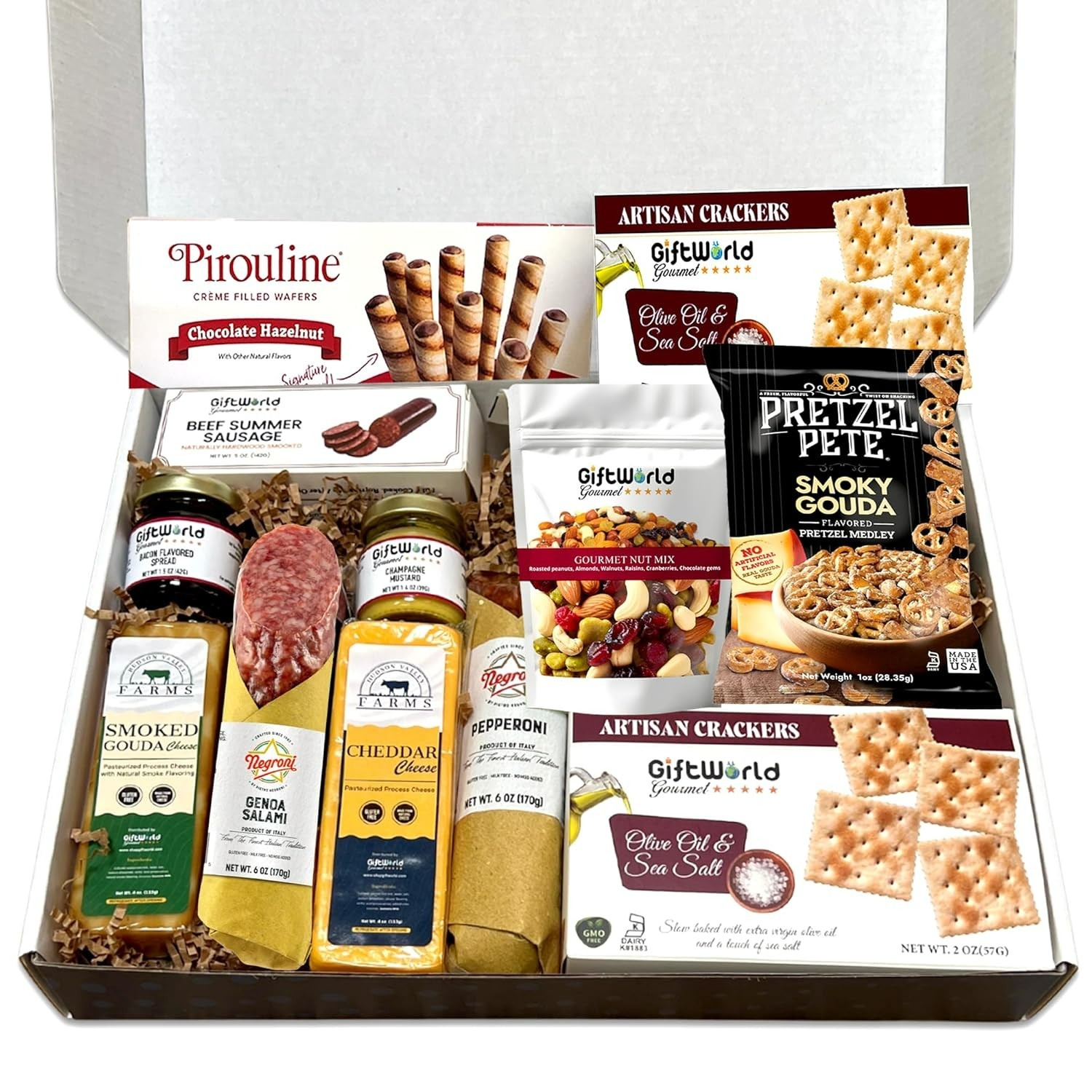 Deluxe Meat and Cheese Gift Basket Gourmet Charcuterie Assortment Food Gifts