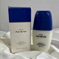 VINTAGE 1993 Avon Anew Perfect Moisturizer Blue Cap 3.4 FL OZ Grandma Nostalgia