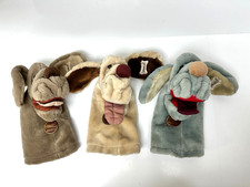 3 x Wrinkles The Dog Hand Puppet Ganz Bros Vintage Plush Soft Head