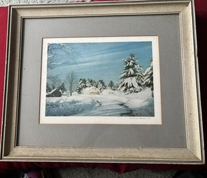 Vintage Late Snowfall Dunbarton N.H Frame Print 