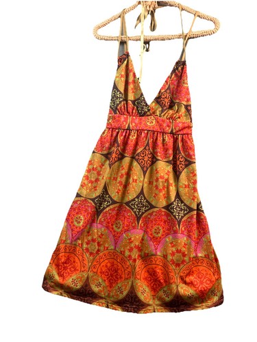 Vintage Wet Seal Floral Dress Midi Dress Sz M Pink Multi Artist Fairy Y2K Hippie