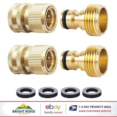 4-Piece Garden Hose Quick Connect Set Solid Brass Construction for Easy Fitting