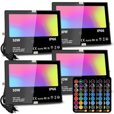 Led Flood Light Outdoor, 50W RGB Color Changing Landscape Lighting with Remot...