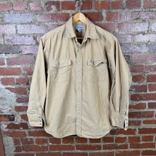 Carhartt Shirt Mens Medium Beige Canvas Snap Front Long Sleeve Workwear Pockets