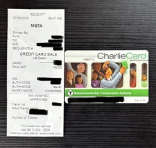 Charlie Card - Massachusetts MBTA - Boston subway, bus, etc. ($100 cash value)