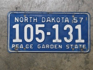 1957 North Dakota VEHICLE License Plate FREE SHIPPING!!