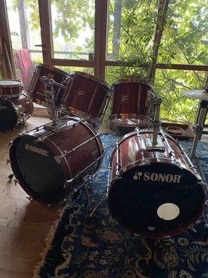 SONOR Hilite Set Maple Red - 22'' Bass + 13'' Hängetom + Doppeltomhalter