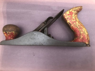 Vintage Red Wood Plane Cast Iron Made In USA Two Blades