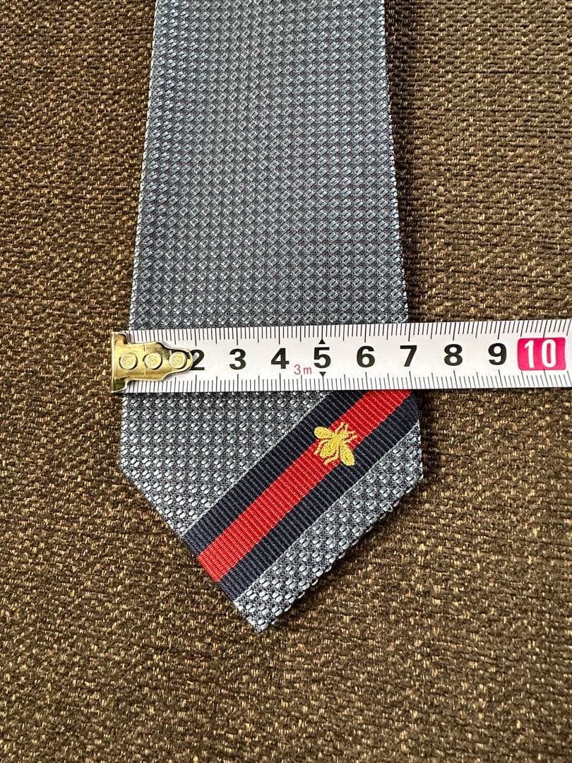 Gucci Necktie Tie 100% Silk Blue Sherry Line Bee 2.8 inches From Japan thumbnail 16