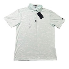 NWT Bad Birdie Mens Medium Mint Green Desert Print Golf Polo Shirt BBMP001-683