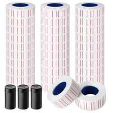 30 Rolls 15000pcs White Price Gun Labels for Mx-5500 Labeller Red