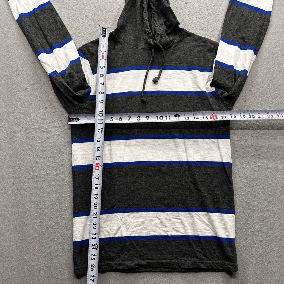 Sudadera con capucha a rayas American Rag pequeña gris azul crema para hombre Foto 4 de 4