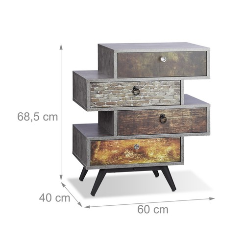 Mobiletto vintage Comò industriale Armadietto shabby chic Tavolino multifunzione - Foto 3 di 8