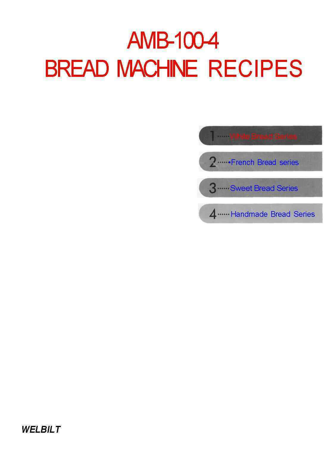 Operator Instruction Maint Manual Fits WelBilt Bread Machine ABM1004