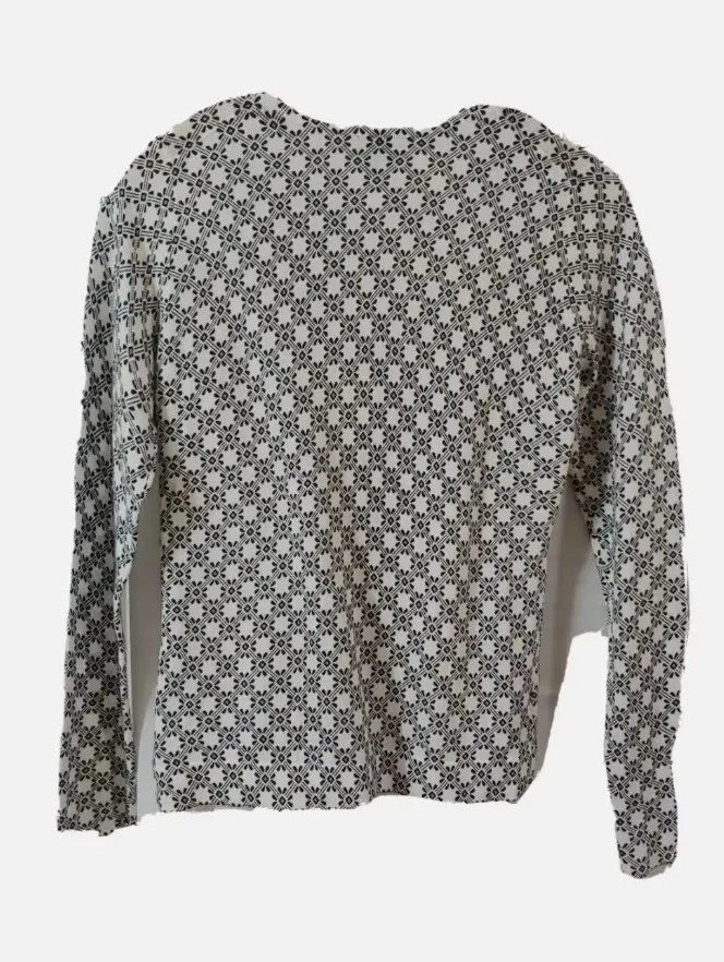 Ann Taylor заводской свитер женщин XS кнопка спереди L/S геометрический узор - Изображение 2 из 4