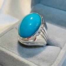 Men Real Turquoise Ring Nishapuri Feroza Natural Feroza Ring Shia Rings