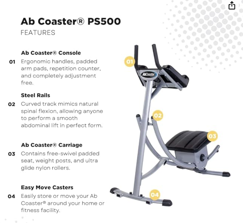 Ab Machine Coaster Abdominal Crunch Trainer for Home Gym Core Workout