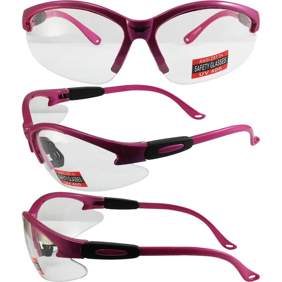 Cougar Safety Glasses Hot Pink Frame Clear Lens ANSI Girl Gear eye protection - Image 2 of 2