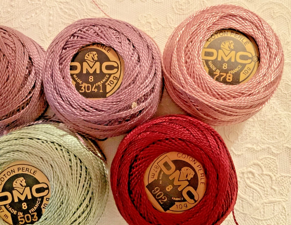 DMC Algodón Perla Hilo Lote de 5 Talla 8 Hecho en Francia 10g Colores Surtidos Nuevo Foto 4 de 4