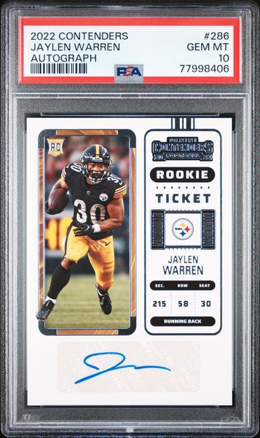 JAYLEN WARREN 2022 PANINI CONTENDERS ROOKIE TICKET AUTO RC #286 PSA 10 GEM MINT