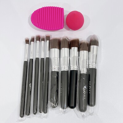 BEAKEY Make-up Pinsel Set - 12 Stück Sammlung inkl. Schwamm & Reinigungswerkzeug