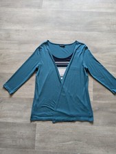 Damen 2in1 Oberteil, Gr.S, petrol-gestreift