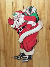 Vintage Christmas Paper Decoration SANTA - Movable Legs - Made in USA - 17" Tall