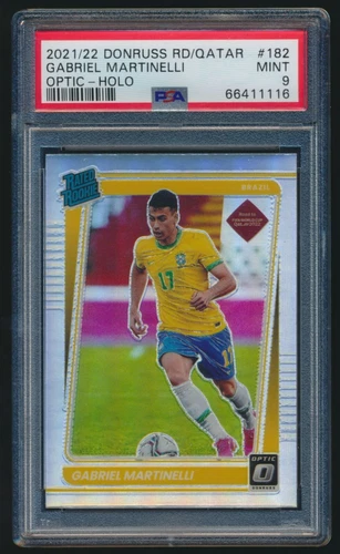 2021-22 Donruss Road to Qatar GABRIEL MARTINELLI Optic Holo Prizm RC #182 PSA 9