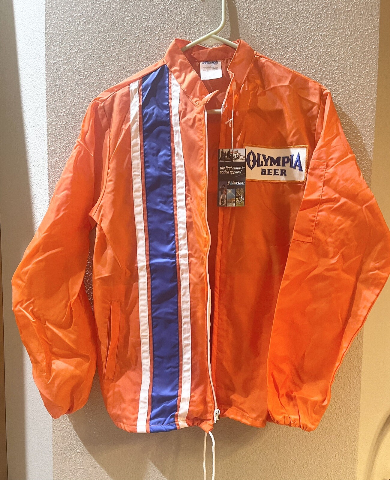 1970s Olympia Beer Racing Jacket Retro Windbreaker Orange Sz S Baja Big