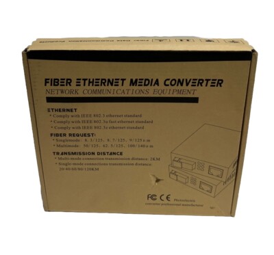 Gigabit Fiber to Ethernet Media Converter RJ45 Port Transceivers 1.25G Open Box