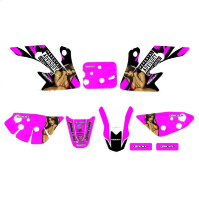 Black Decal Graphics Kit For Honda CRF50 XR50 & SSR 70-125cc Dirt Bikes - 7 Piece Set