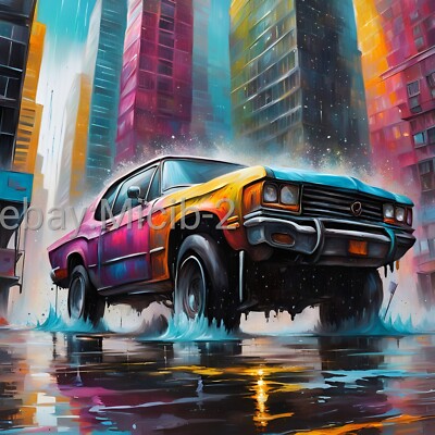 Digital Image Picture Photo Pic Wallpaper Background Colorful Car grafitti rain
