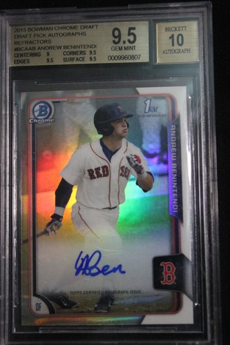2015 Andrew Benintendi Bowman Chrome Auto RC Beckett 9.5/10 - Picture 2 of 2