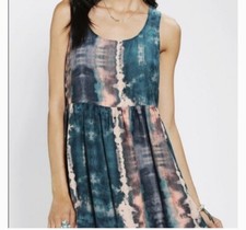Blue Pink tie dye Ecote Urban Outfitters Peekaboo Babydoll Dress Small