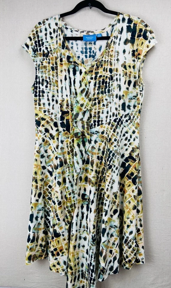 Vestido Simply Vera Wang XL Estampado Abstracto Ajuste Acampanado Fácil Estilo de Viaje Ventoso Foto 3 de 4