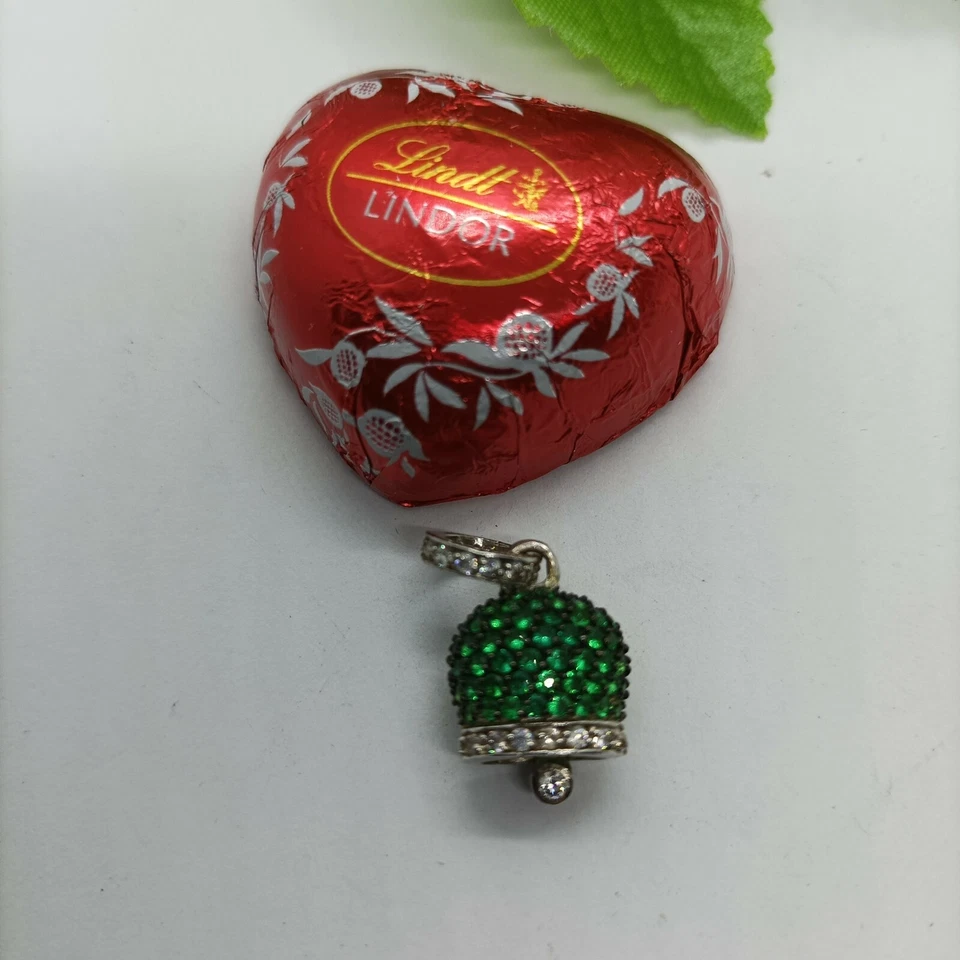 CAMPANA CIONDOLO ARGENTO PAVE' ZIRCONI COLORATI CAPRI STYLE GRANDE MM 13,5X16 - Immagine 3 di 4