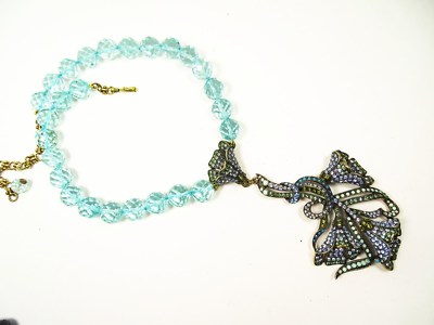 HEIDI DAUS Heavenly Bloom Light Blue Faceted Beads Swarovski Crystal  Necklace
