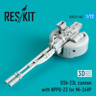 1/72 ResKit RSU72-0165 GSh-23L cannon with NPPU-23 for Mi-24VP 3D Printed