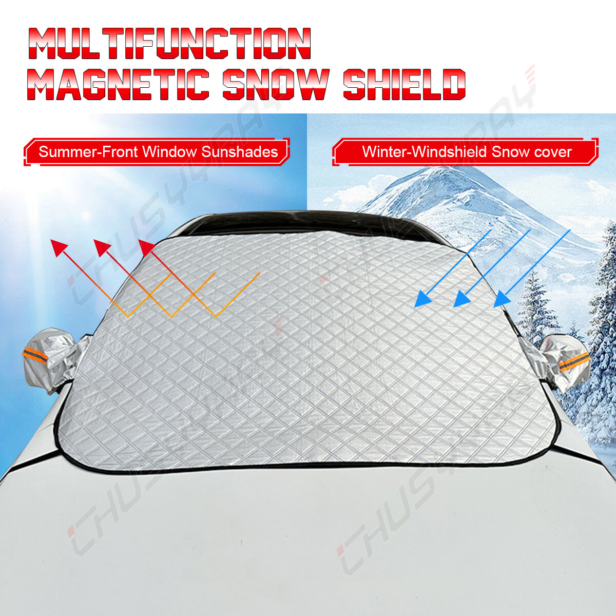 For GMC Windshield Snow Cover Frost Guard Ice Protector with Side Mirror Cover