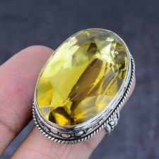 Natural Citrine Gemstone Handmade 925 Steling Silver Jewelry Ring Size 9 Gift U4
