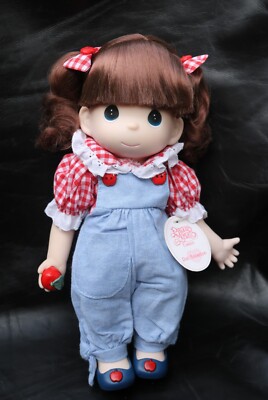 Precious Moments 12'' Doll Tabitha, Fall Apple Red Plaid Denim #1453
