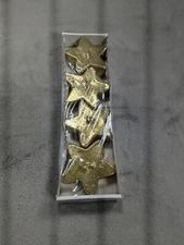 Lot of 4 Floating 5 Point Star Candles 2" Gold Glittered