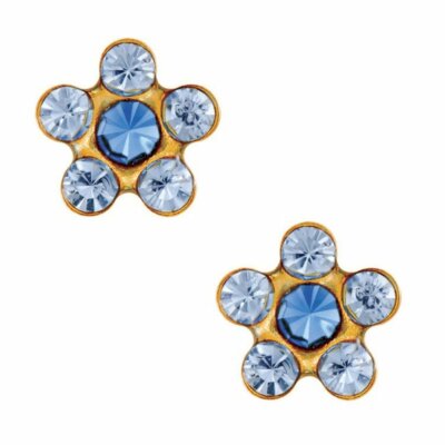 Studex Tiny Tips Light Sapphire Crystal 5mm Daisy Gold Plated  Hypo-allergenic