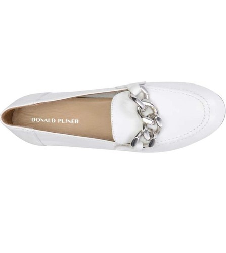 Donald J Pliner Women's Nolin Leather Chain Loafers Tumbled Leather White 6.5 M - Picture 4 of 7