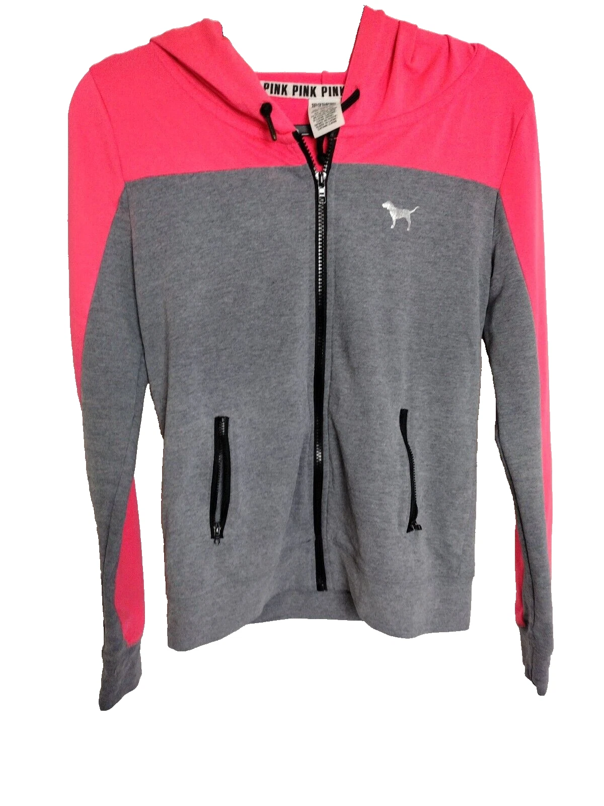 UNDERCOVER Giacca con cappuccio e zip intera Victoria Secret rosa e grigio colorblock taglia small