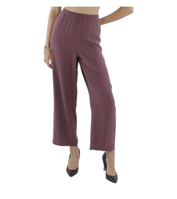Eileen Fisher Silk Crepe Ankle Straight Leg Pants in Fig Size Small MSRP $248