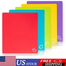 5 Pack Flexible Plastic Cutting Board Mats Non Slip BPA Free Dishwasher Safe Kit