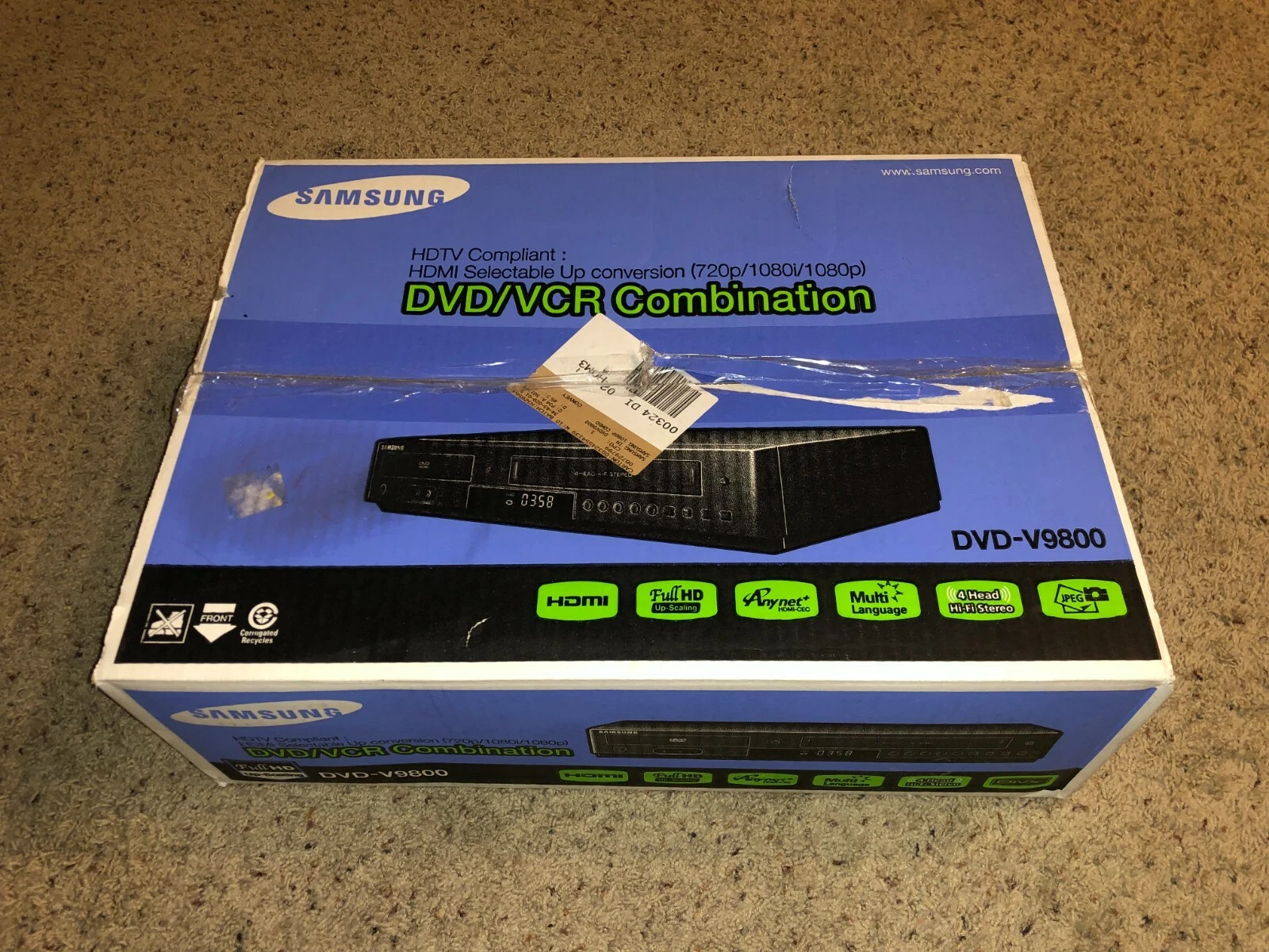 Samsung DVD/VCR Combination Player Progressive Scan HDMI DVD-V9800 NEW/OPEN BOX!